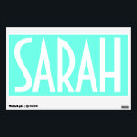Your Name | Bold White Text on Bright Aqua Wall Decal<br><div class="desc">Eye-catching and modern.</div>