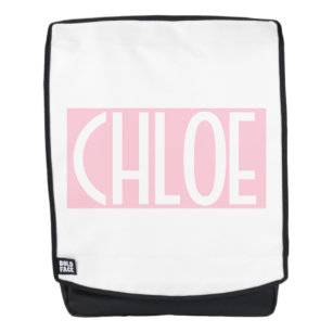 Your Name   Bold White Text on Light Pink Backpack