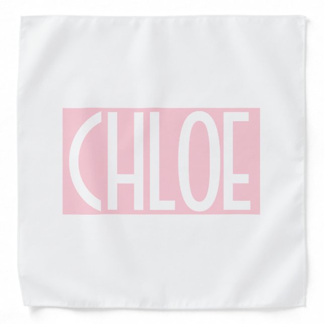Your Name | Bold White Text on Light Pink Bandana (Front)