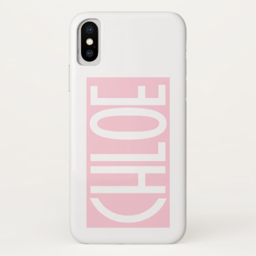 Your Name  Bold White Text on Light Pink iPhone X Case