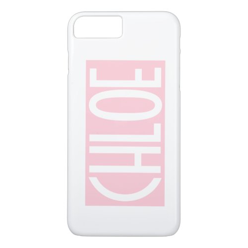 Your Name  Bold White Text on Light Pink iPhone 8 Plus7 Plus Case