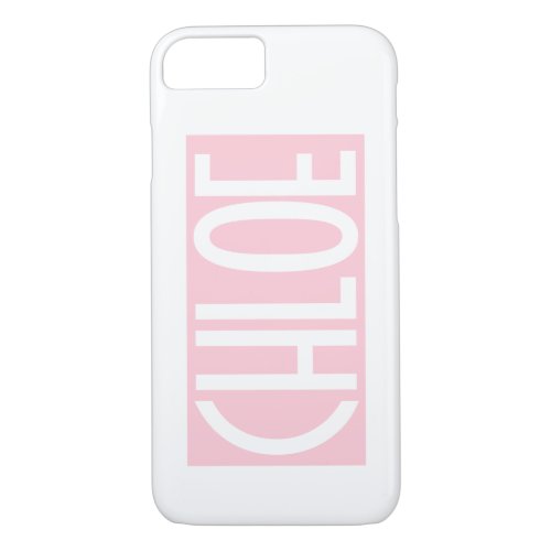 Your Name  Bold White Text on Light Pink iPhone 87 Case