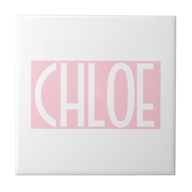 Your Name | Bold White Text on Light Pink Ceramic Tile (Front)