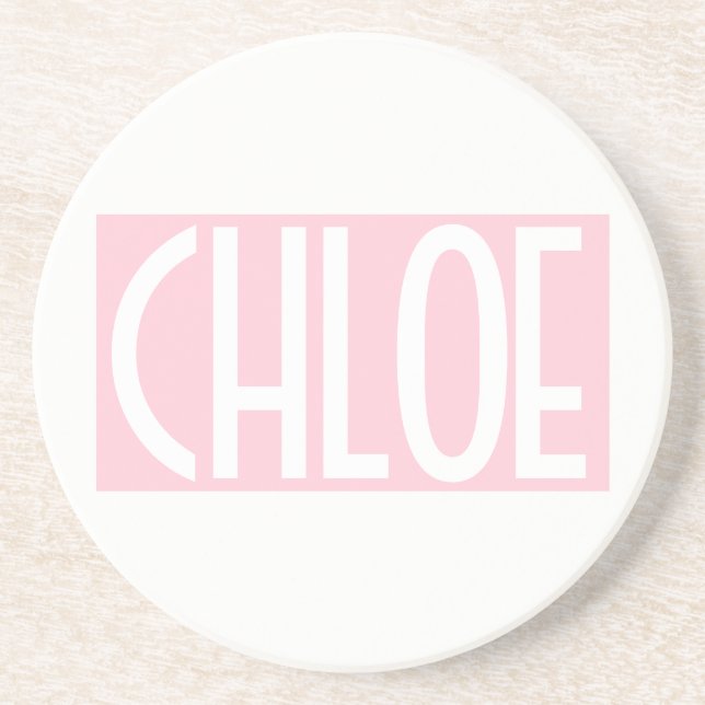 Your Name | Bold White Text on Light Pink Coaster (Front)