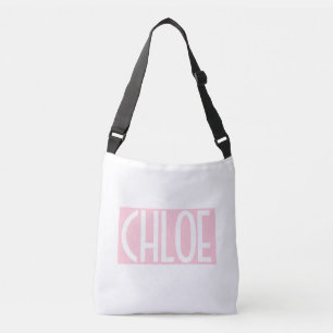 Your Name Bold White Text on Light Pink Crossbody Bag