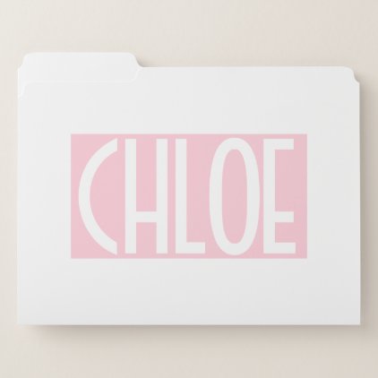 Your Name | Bold White Text on Light Pink File Folder