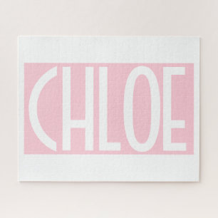 Your Name Bold White Text on Light Pink Jigsaw Puzzle