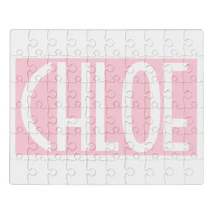 Your Name   Bold White Text on Light Pink Jigsaw Puzzle