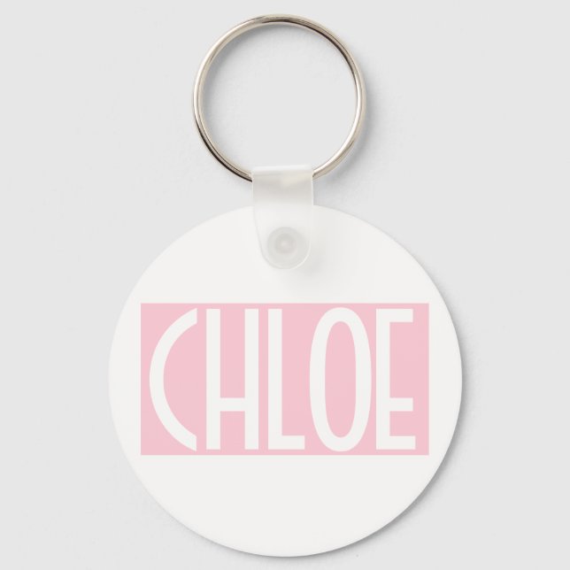 Your Name | Bold White Text on Light Pink Keychain (Front)