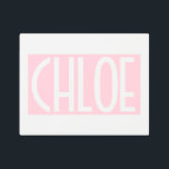 Your Name | Bold White Text on Light Pink Metal Print<br><div class="desc">Eye-catching and modern.</div>