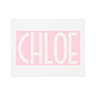 Your Name   Bold White Text on Light Pink Metal Print