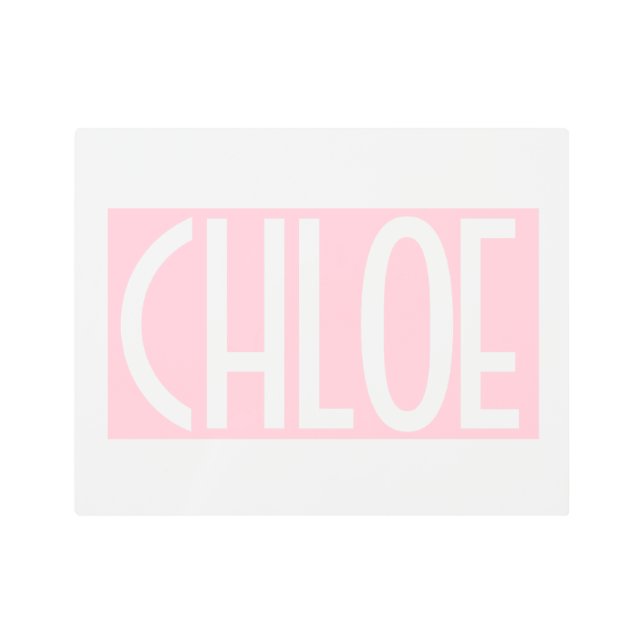 Your Name | Bold White Text on Light Pink Metal Print (Front)
