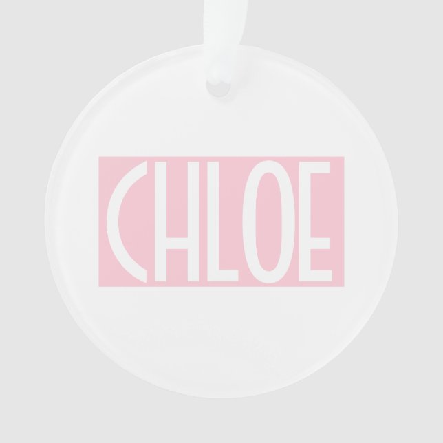 Your Name | Bold White Text on Light Pink Ornament (Front)
