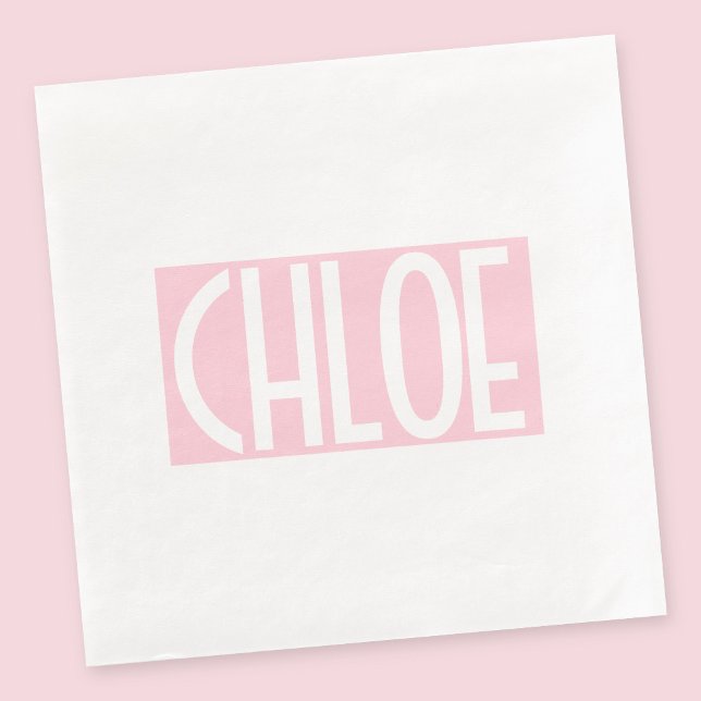Your Name | Bold White Text on Light Pink Paper Dinner Napkins (Creator Uploaded)