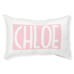 Your Name   Bold White Text on Light Pink Pet Bed