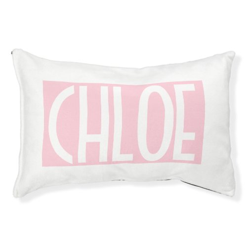 Your Name  Bold White Text on Light Pink Pet Bed