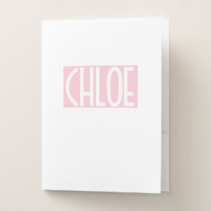 Your Name Bold White Text on Light Pink Pocket Folder