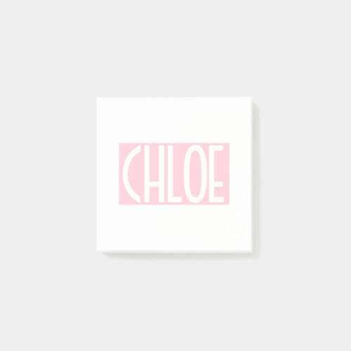 Your Name  Bold White Text on Light Pink Post_it Notes