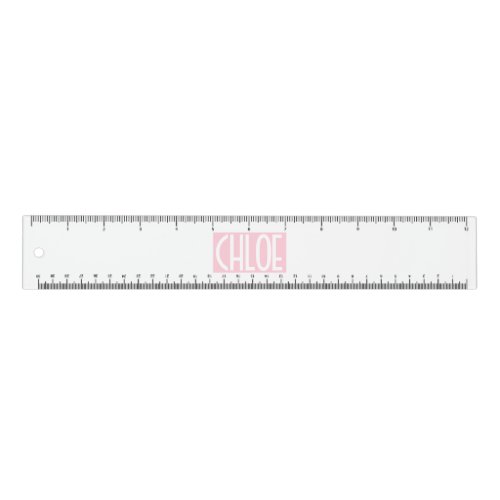 Your Name  Bold White Text on Light Pink Ruler