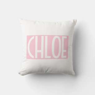 Your Name Bold White Text on Light Pink Throw Pillow