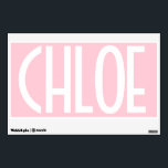 Your Name | Bold White Text on Light Pink Wall Decal<br><div class="desc">Eye-catching and modern.</div>
