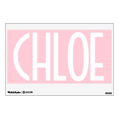 Your Name  Bold White Text on Light Pink Wall Decal