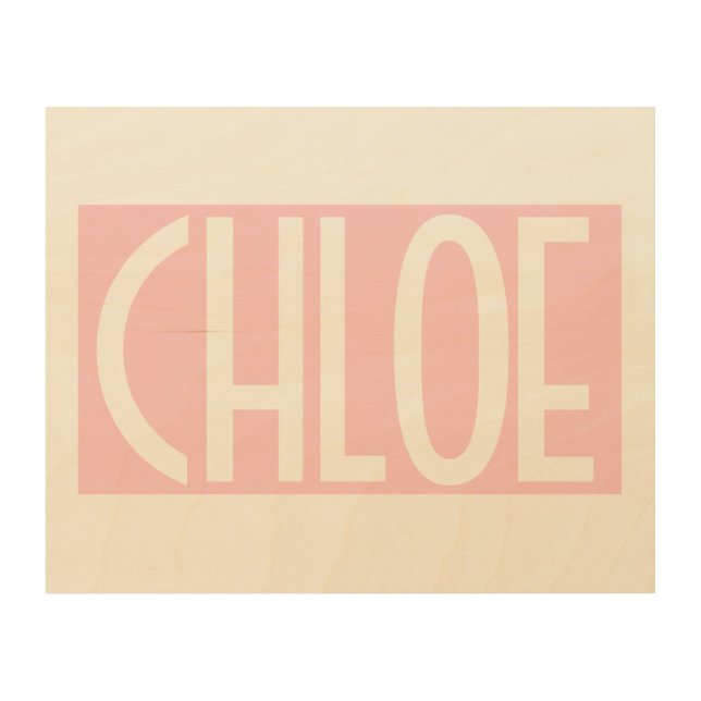 Your Name | Bold White Text on Light Pink Wood Wall Art (Front)