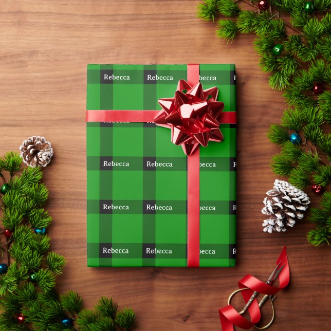 Your Name Buffalo Plaid Wrapping Paper (Holiday Gift)
