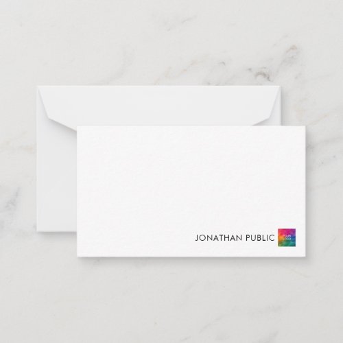 Your Name Business Company Logo Minimalist Note Card
