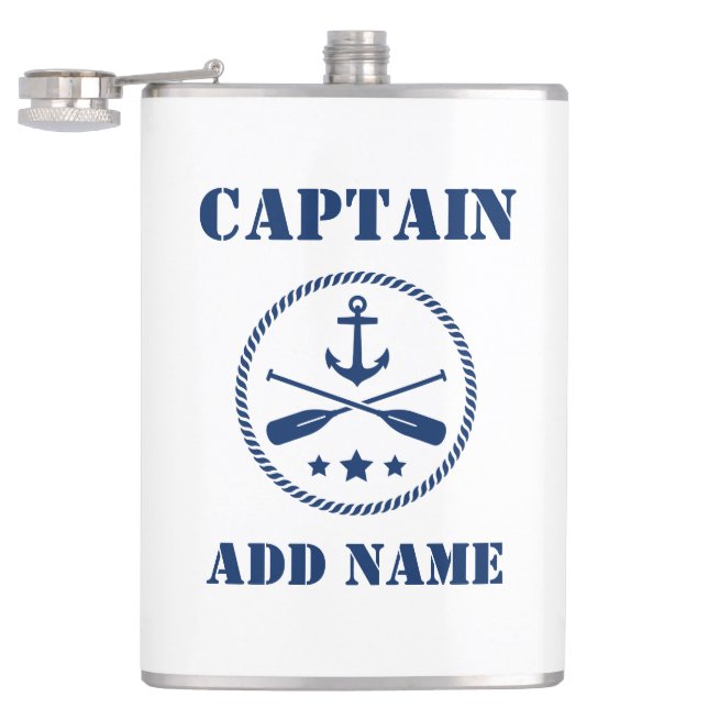 Your Name Captain Flask Anchor & Oars (Opened)
