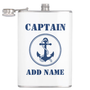 Your Name Captain Flask Anchor & Rope White
