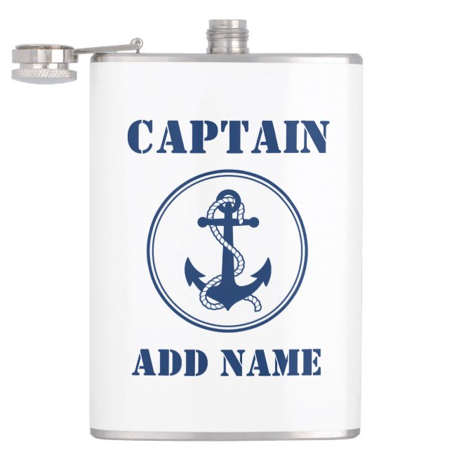 Your Name Captain Flask Anchor & Rope White (Opened)