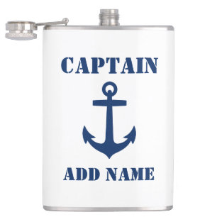 Your Name Captain Flask Anchor White