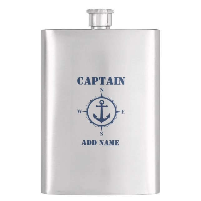 Your Name Captain Flask Compass Anchor (Front)