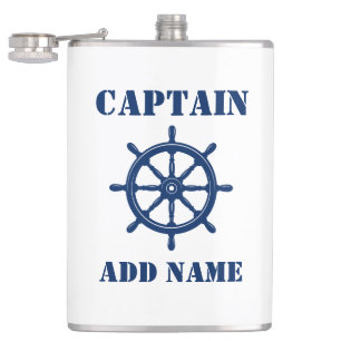 Your Name Captain Flask Ships Wheel Helm