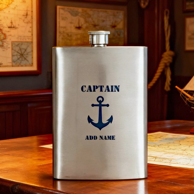 Your Name Captain Flask Vintage Anchor (Creator Uploaded)