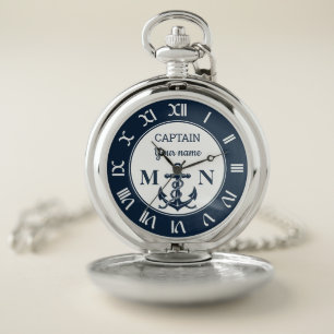 your name captain monogrammed pocket watch