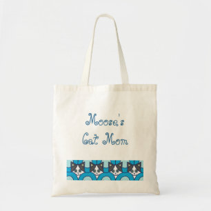 Your Name Cat Mom Playful Cat Circle Pattern Tote Bag