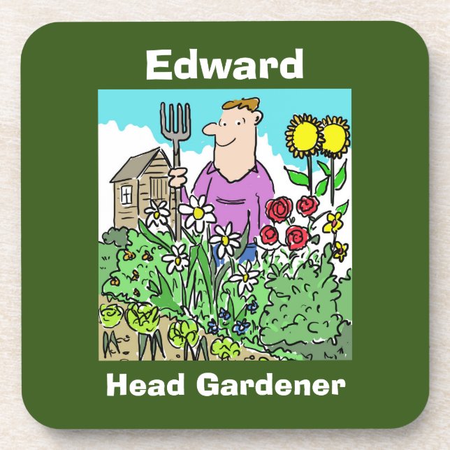 Your Name Choice. Head Gardener Beverage Coaster (Front)