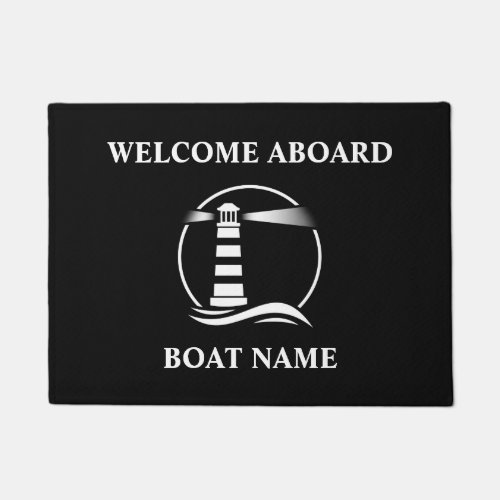 Your Name Classic Nautical Lighthouse Welcome Doormat