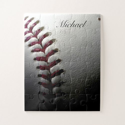 Your Name Close_up Baseball _ Sports Art Jigsaw Puzzle