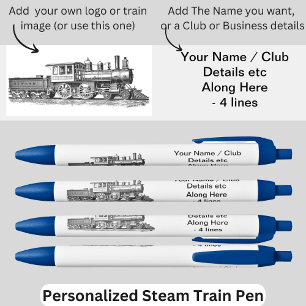 Your Name Club Business Logo Image etc Steam Train Pen