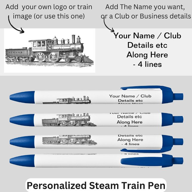 Your Name Club Business Logo Image etc Steam Train Pen (Creator Uploaded)