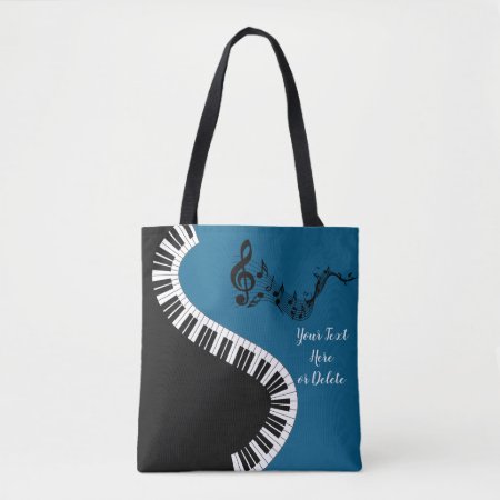 Your Name/color Blue Treble Clef Piano Keys Music Tote Bag