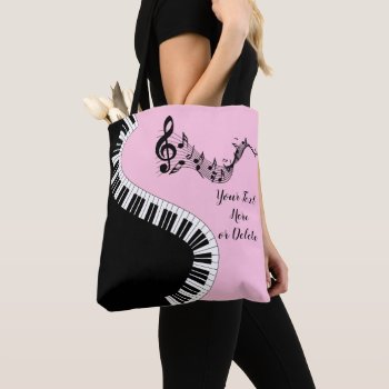Your Name/color Pink Treble Clef Piano Keys Music Tote Bag by GalXC_Designs at Zazzle