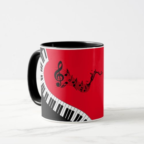 Your NameColor Red Treble Clef Piano Keys Music Mug