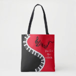 Your Name/color Red Treble Clef Piano Keys Music Tote Bag at Zazzle