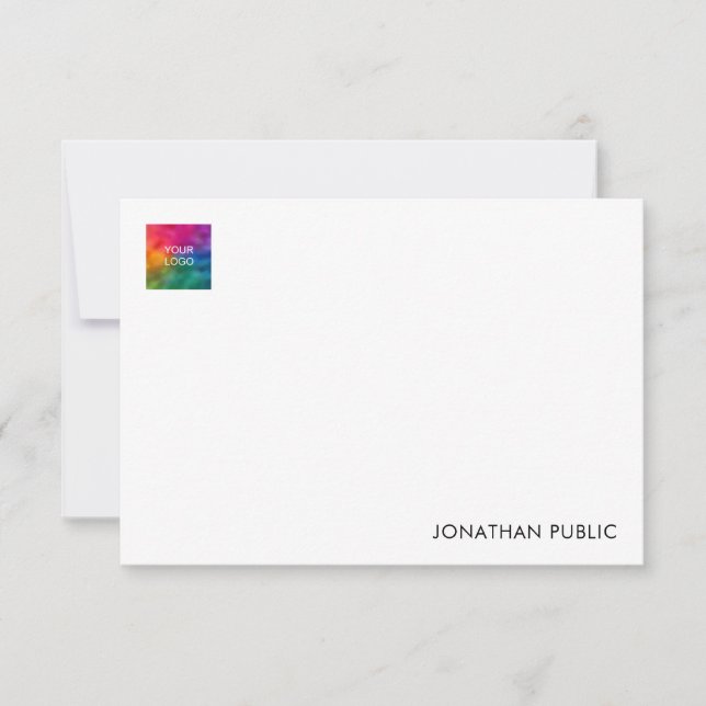 Your Name Company Logo Here Trendy Minimal Note Card (Front)