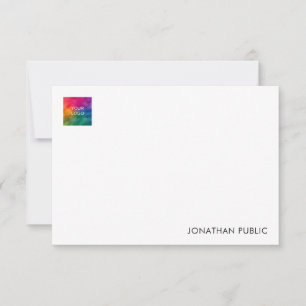 Your Name Company Logo Here Trendy Minimal Note Card