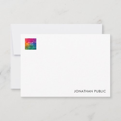 Your Name Company Logo Here Trendy Minimal Note Card